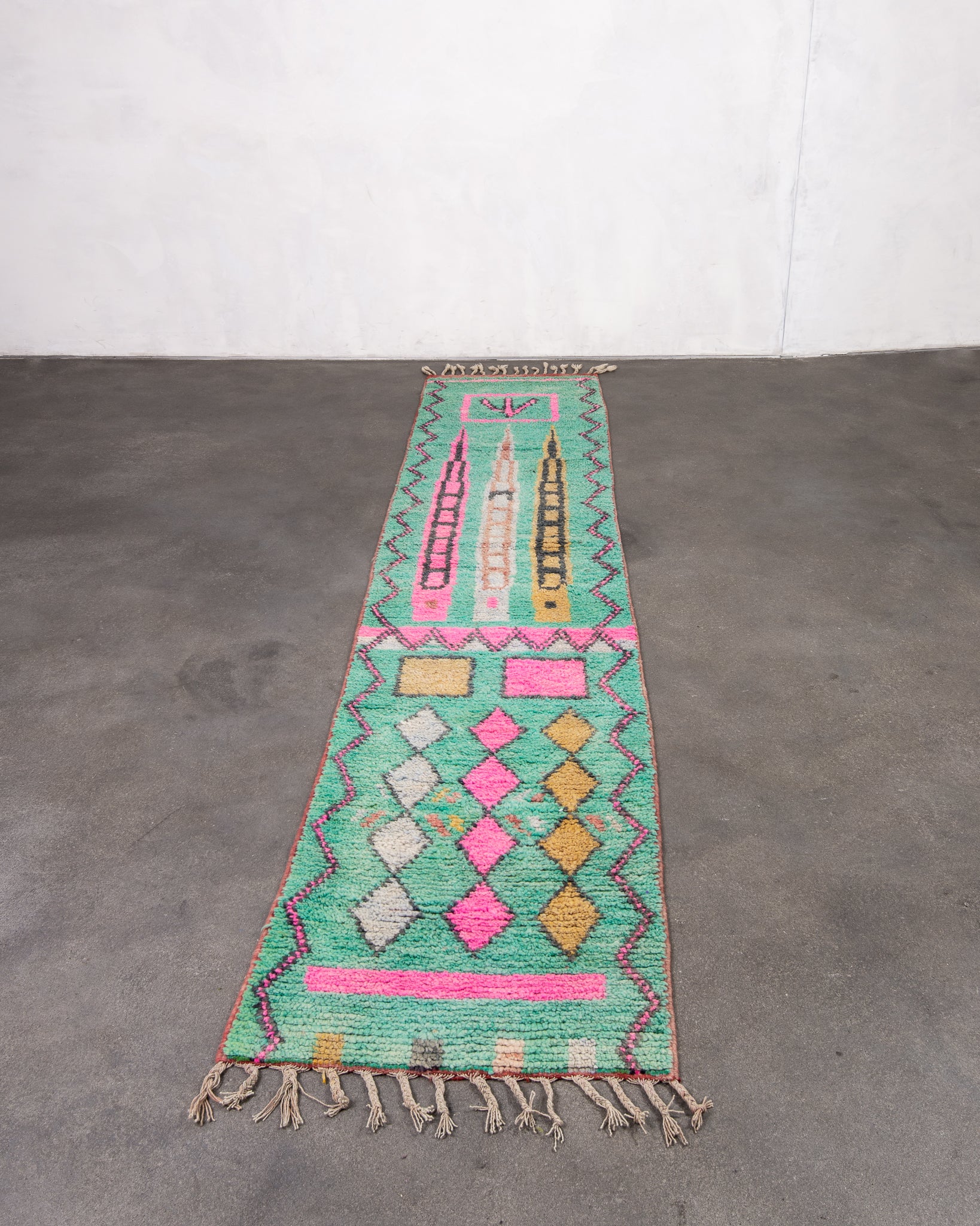 Modern designer handcrafted Berber rug from morocco Boujed with beautiful colors and patterns